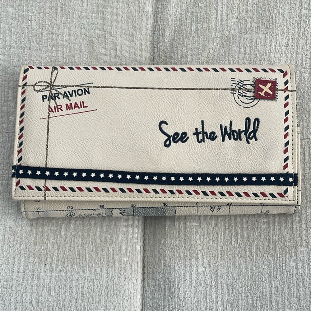See the World Cream Travel Wallet - Stylish Women's Clutch